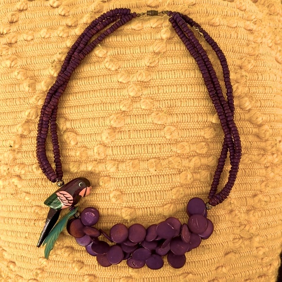 🦜💜 Vintage Purple Parrot Necklace - Picture 2 of 2